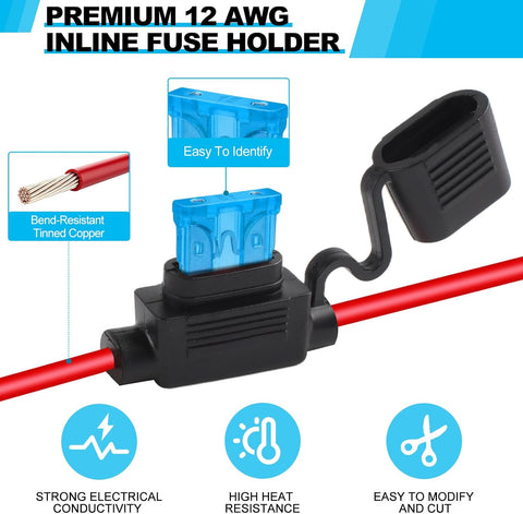 Cooclensportey 4 Pack 12AWG Waterproof Inline Fuse Holder