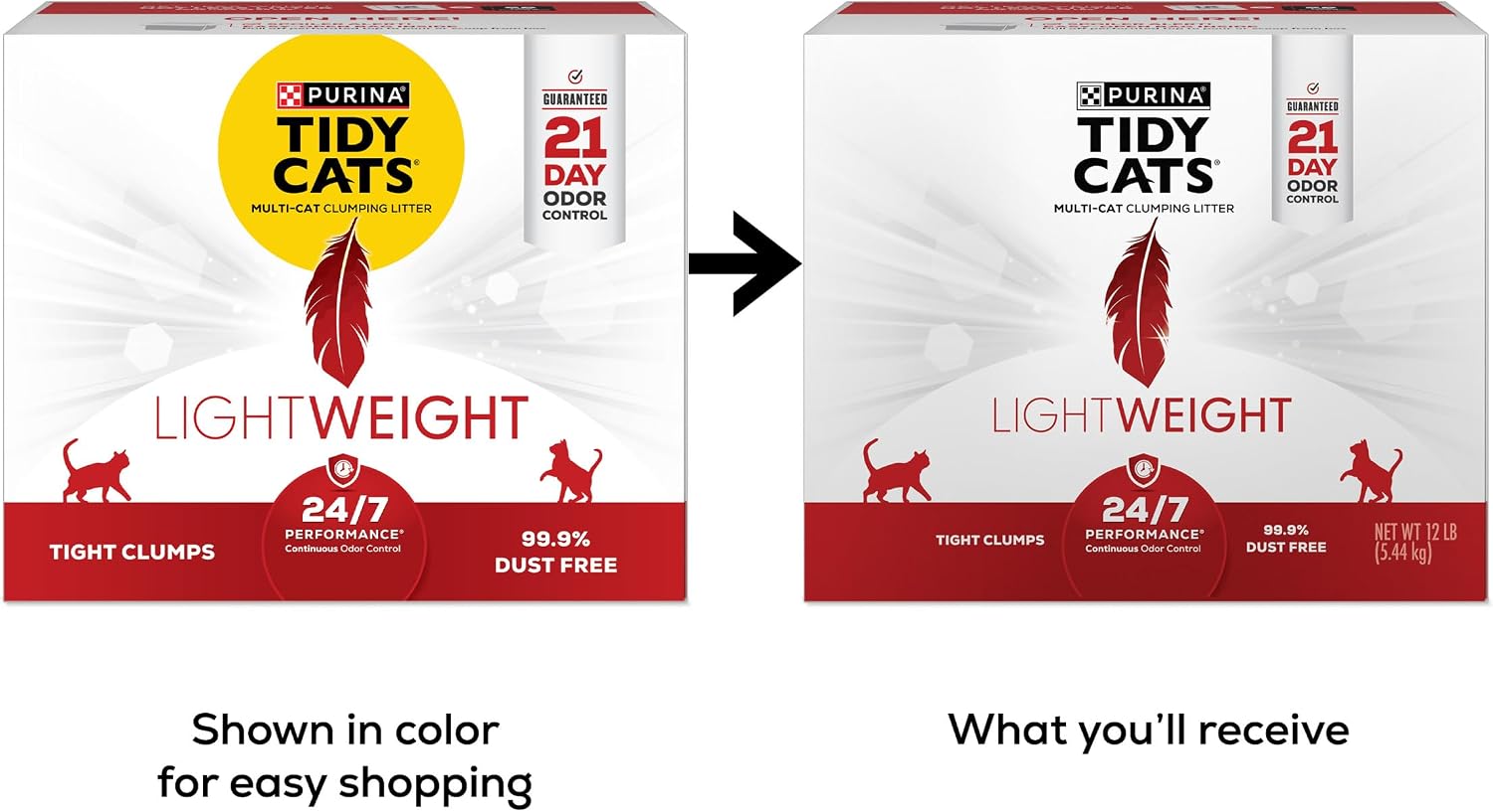 Purina Tidy Cats Lightweight Cat Litter, Low Dust, Clumping, Odor Control 24/7 Performance Multi Cat Litter, Clean Linen Scent, 12 lbs