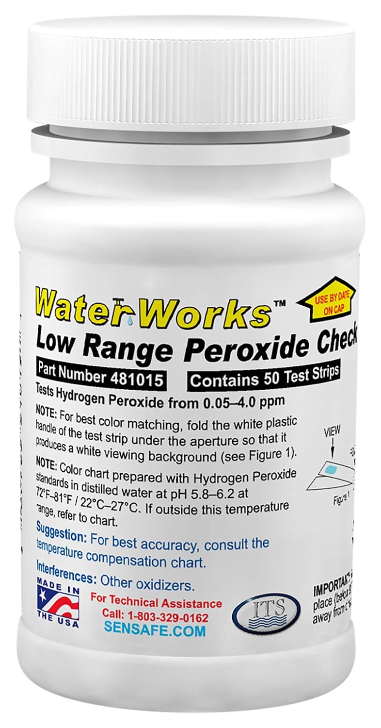 Industrial Test Systems Sensafe 481015 Peroxide Test Strip, Low Range, 50 Seconds Test Time, 0.05-4 ppm Range (Bottle of 50)