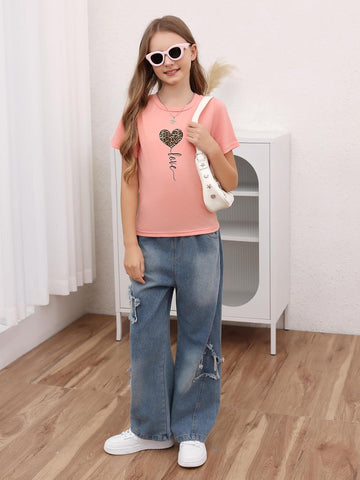 SOLY HUX Toddler Girl's Graphic tees Short Sleeve Crew Neck t Shirt Casual Summer tee Tops 4 Piece Set
