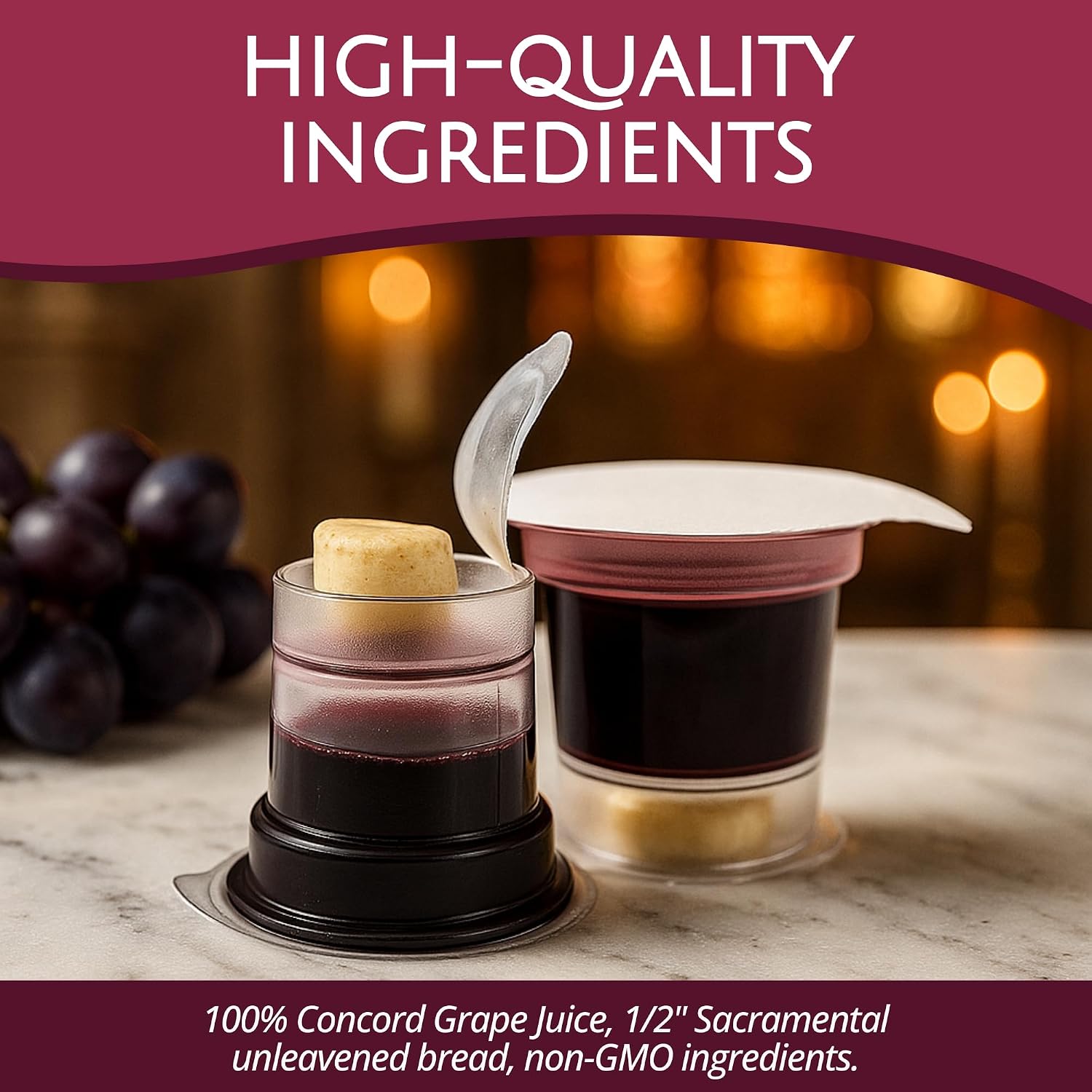 TrueVine Cup Top & Bottom Prefilled Communion Cups & Wafer Set (200 Count)