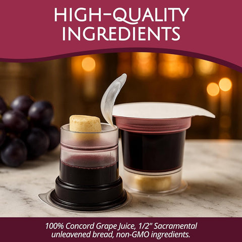 TrueVine Cup Top & Bottom Prefilled Communion Cups & Wafer Set (200 Count)