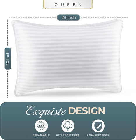Utopia Bedding Hotel Bed Pillows for Sleeping, Pillows Queen Size Set of 2