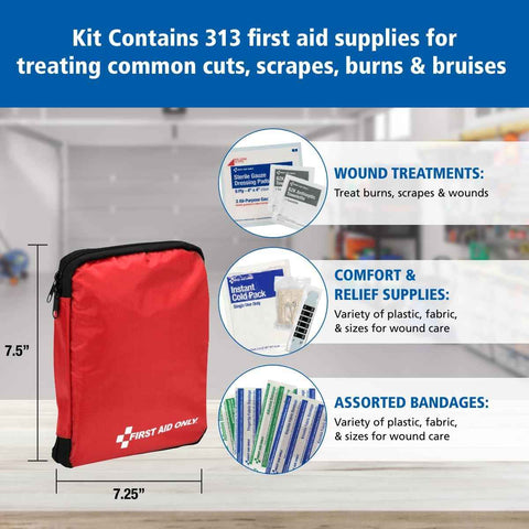 First Aid Only 313 Piece Home & Go Emergency First Aid Kit (91081)