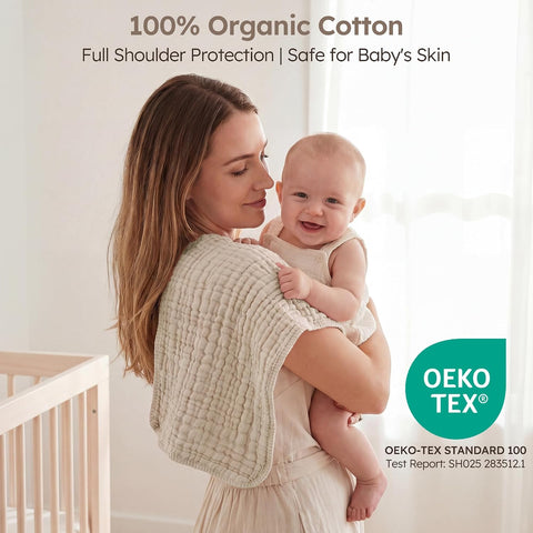 Yoofoss Muslin Burp Cloths for Baby 10 Pack 100% Organic Cotton Baby Washcloths for Boys Girls Large 20''X10'' Super Soft and Absorbent Apricot White