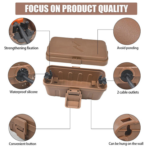 Hrensaw Small Weatherproof Electrical Connection Box(6 x 3.5 x 2.2inch),Outdoor Electrical Box,Waterproof Extension Cord Covers for Plug, Extension Cables, Holiday Lights,Brown
