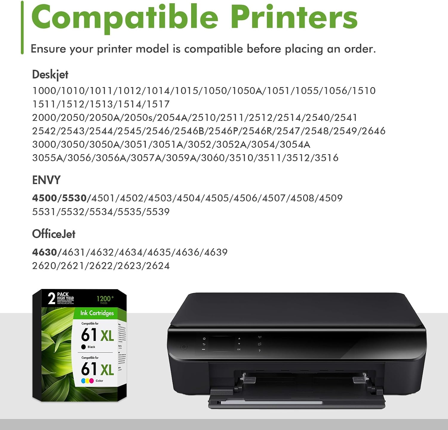 61XL 61 Ink Cartridges Combo Pack for HP 61 XL Printers Envy 4500 5530