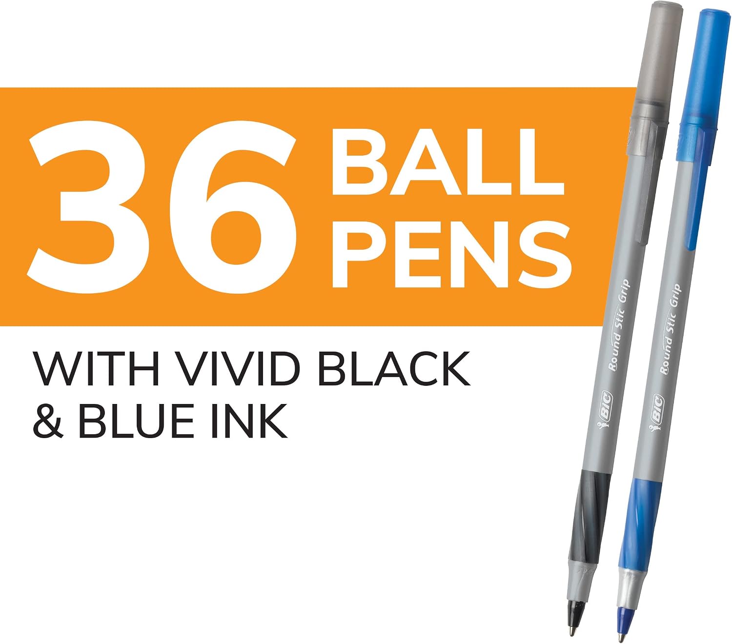 BIC Ballpoint Pen, Black and Blue Ink, 36-Count