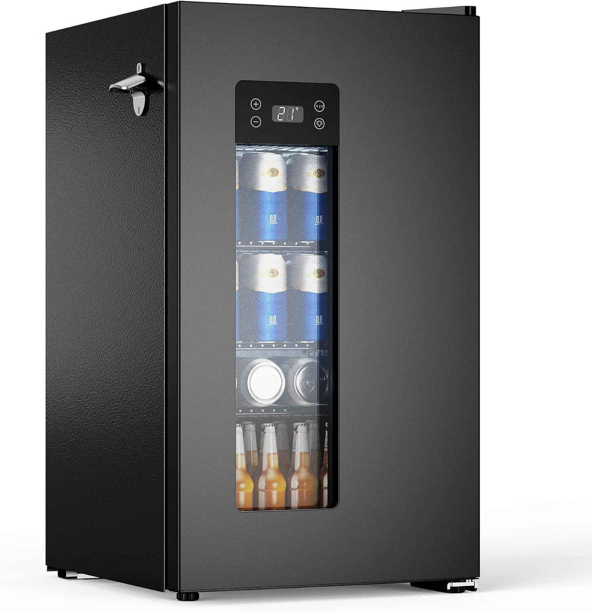 -21°F Ultra-Cold Beer Fridge, 1°F Precise Temp Control, Glass Door Beverage Cooler with Blue LED, Quiet Mini Fridge for Home Bar, Game Days, Mexico Soccer Fans & Party Nights