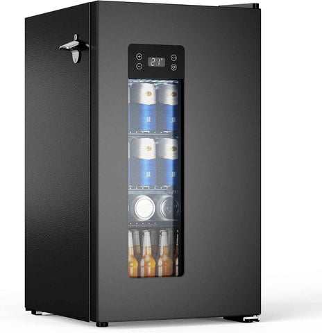 -21°F Ultra-Cold Beer Fridge, 1°F Precise Temp Control, Glass Door Beverage Cooler with Blue LED, Quiet Mini Fridge for Home Bar, Game Days, Mexico Soccer Fans & Party Nights
