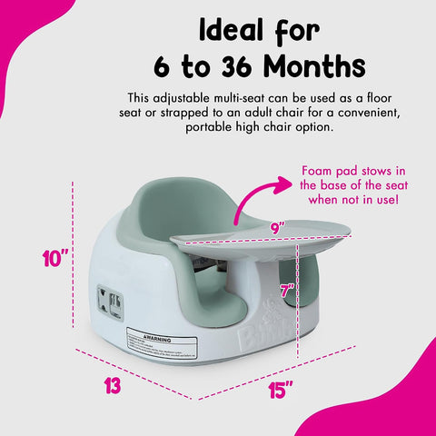 Bumbo 2 Pack 3-in-1 Infant Multi-Seat with Tray, 6 to 36 Months, Agave
