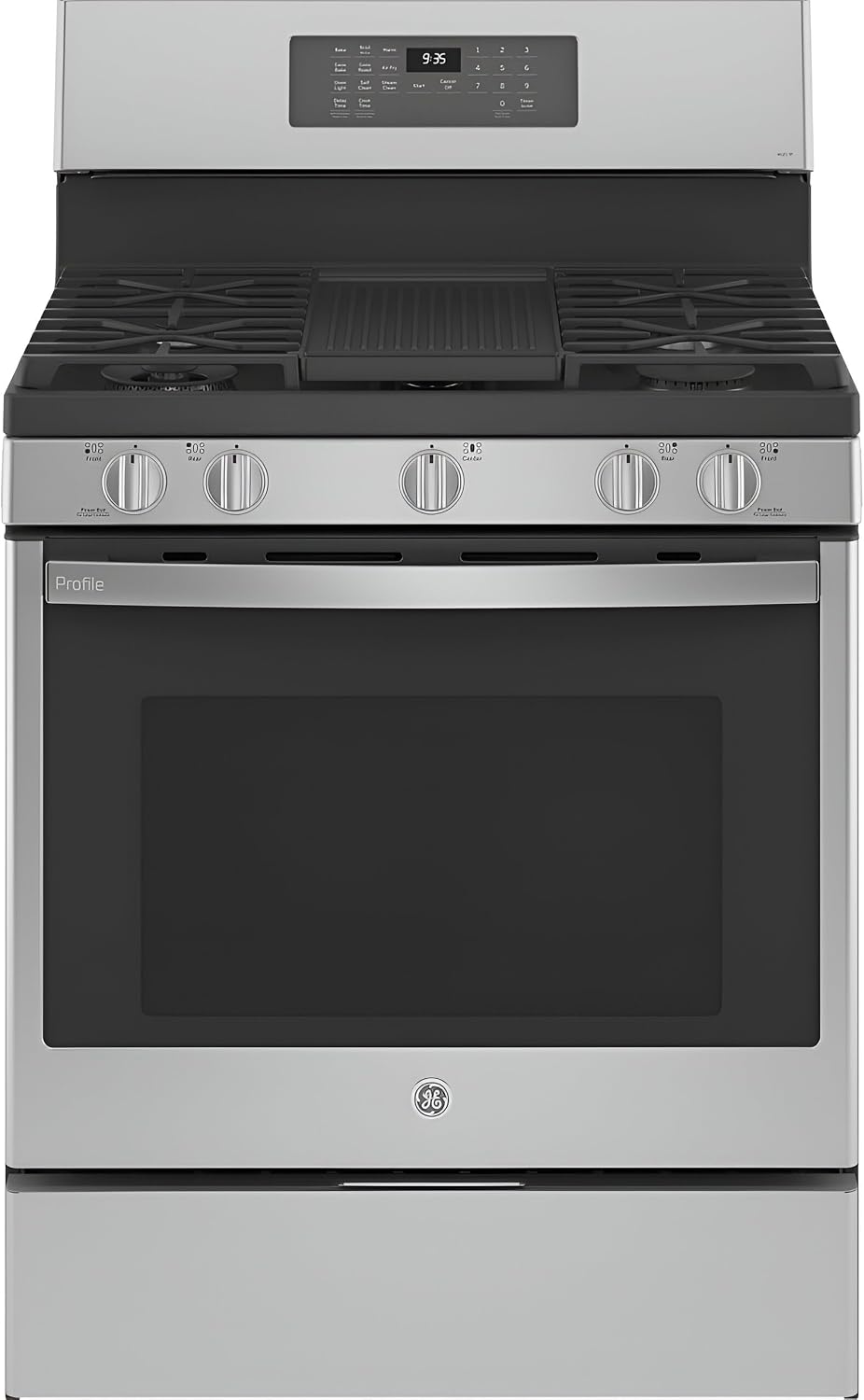 GE Profile 30 in. 5 Burner Smart Freestanding Gas Range in Fingerprint Resistant Stainless with Convection and Air Fry