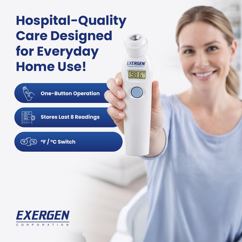 Exergen TAT-2000C+ Thermometer for Adults, Kids, & Newborns, 9V Included