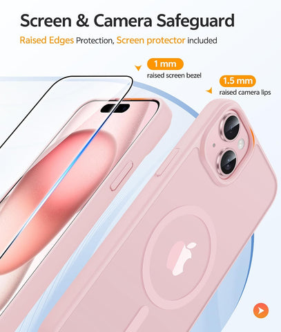 FNTCASE for iPhone 15/14/13 Case, Fit for Magsafe, Glass Screen Protector