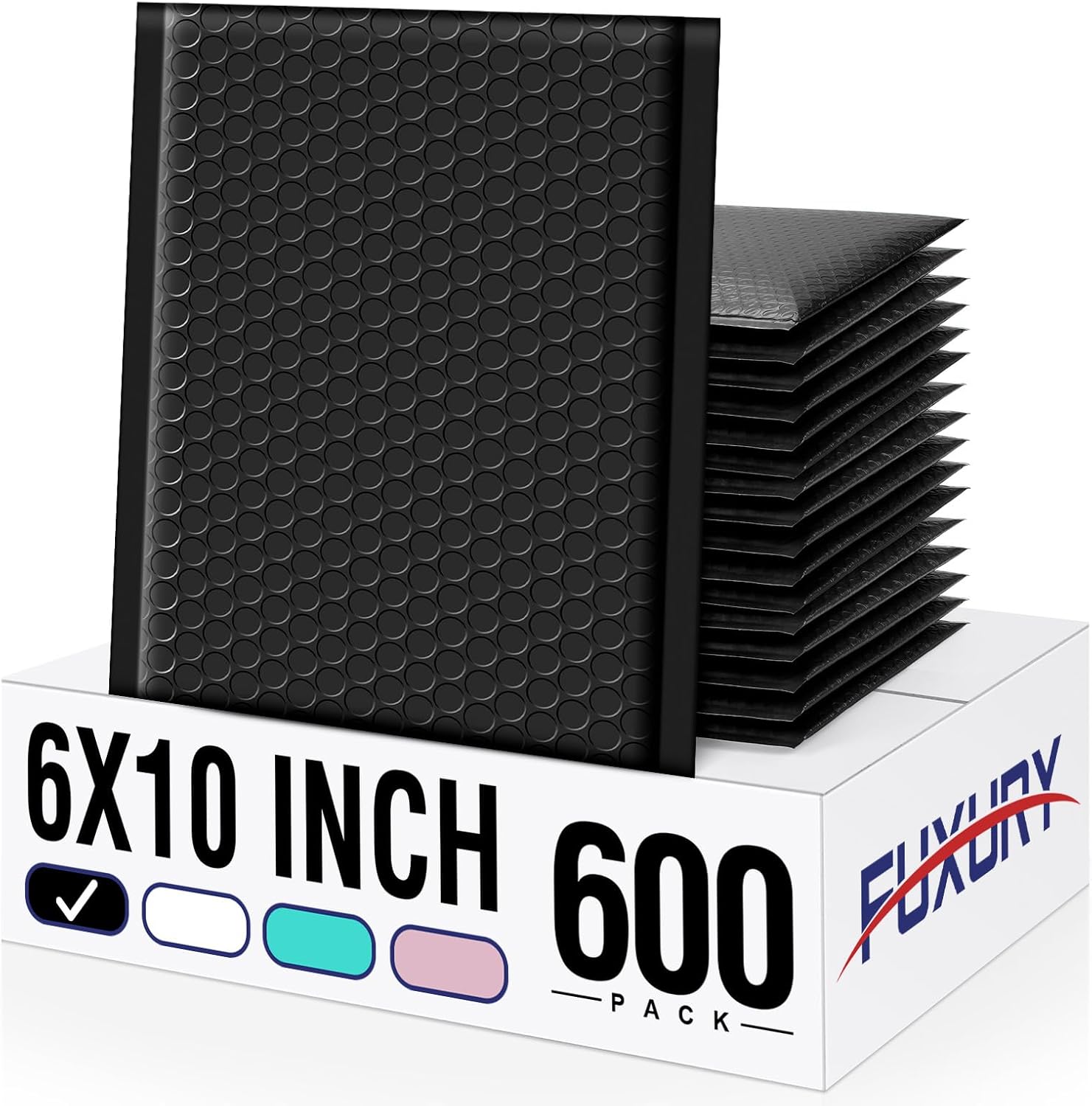Fuxury Bubble Mailers Bulk 6x10“ 600 Pack Black Padded Envelopes