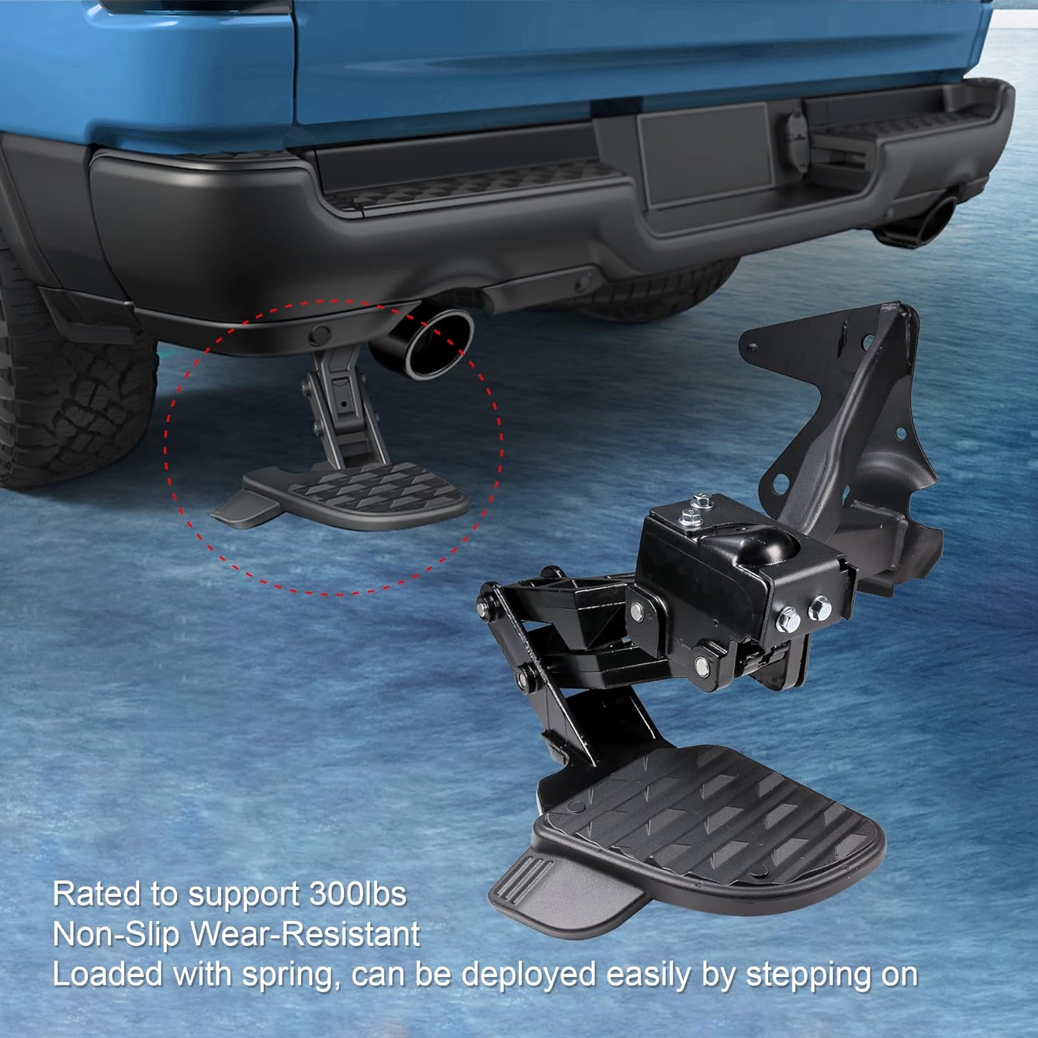 JDMSPEED New Rear Bed Step Retractable Bumper Step Replacement for Dodge Ram 1500 DT Dual Exhaust Vehicles 2019 2020 2021 2022 (New Body Style) Replaces 82215289AG 82215289AH