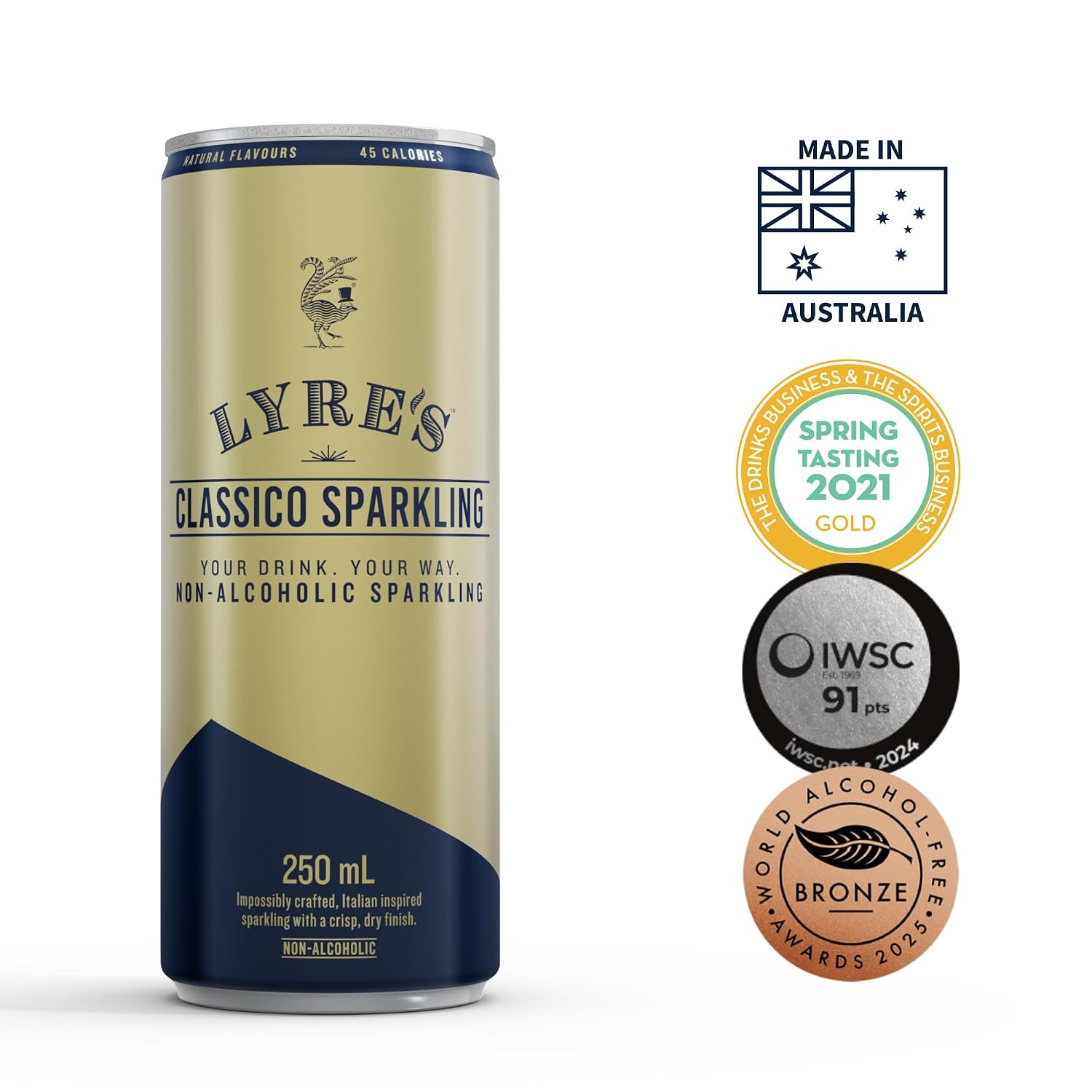 Lyre’s Classico Sparkling Wine 24-Pack, Non Alcoholic Wine, Canned Mocktail