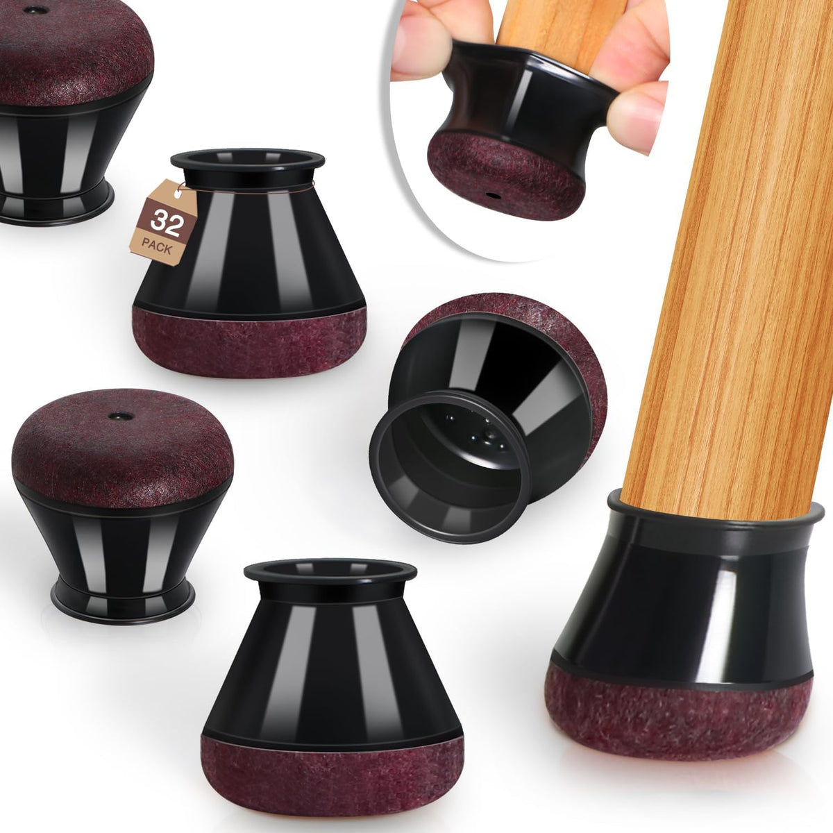YOZON Chair Leg Floor Protectors Silicone Caps Felt Strengthen Bottom