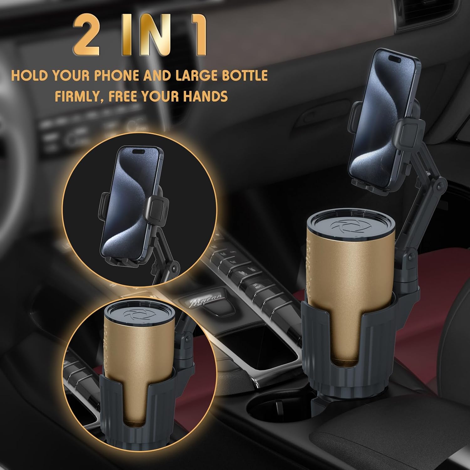 Phone Holders for Your Car, 2 in 1 Universal Stable Cup Car Phone Holder