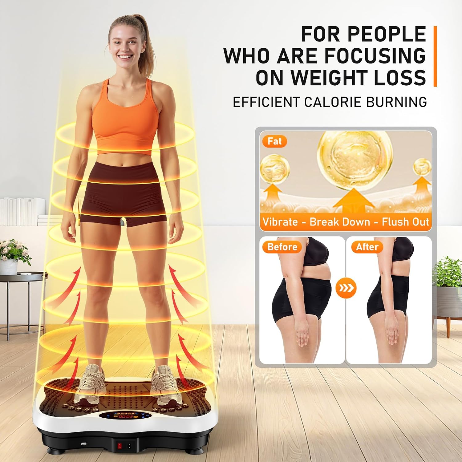 Vibration Plate Exercise Machine, 130 Levels Full Body Workout Vibrating Plate for Lymphatic Drainage Weight Loss, 450 Lbs Capacity Shake Platform with Bluetooth for Women Men
