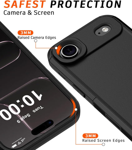 Diverbox Magnetic for iPhone Air Case-(Compatible with MagSafe) Heavy Duty Protection Phone Case with Camera Control Button with Screen Protector Shockproof Drop-Proof 6.5 inch (Black)