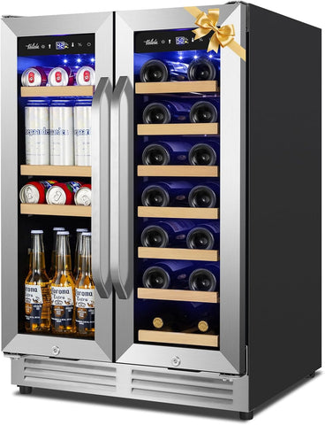24 Inch Upgraded Dual Zone Wine and Beverage Refrigerator Cooler