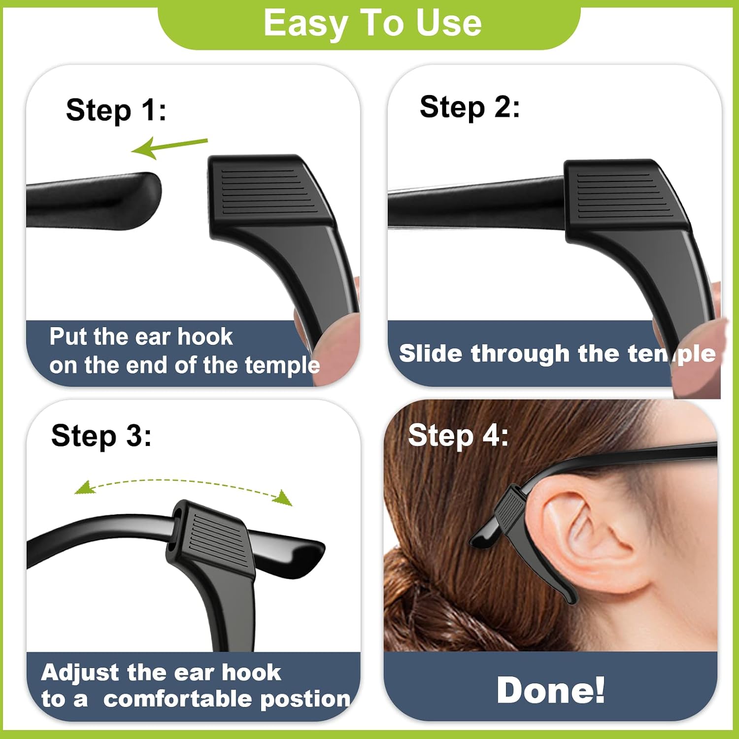 SMARTTOP 20 Pairs Anti-Slip Eyeglass Ear Grips Hook, Comfortable Silicone Elastic Eyeglasses Temple Tips Sleeve Holder-For Eyeglasses Sunglasses Spectacles Glasses Reading (10 Black&10 Clear)