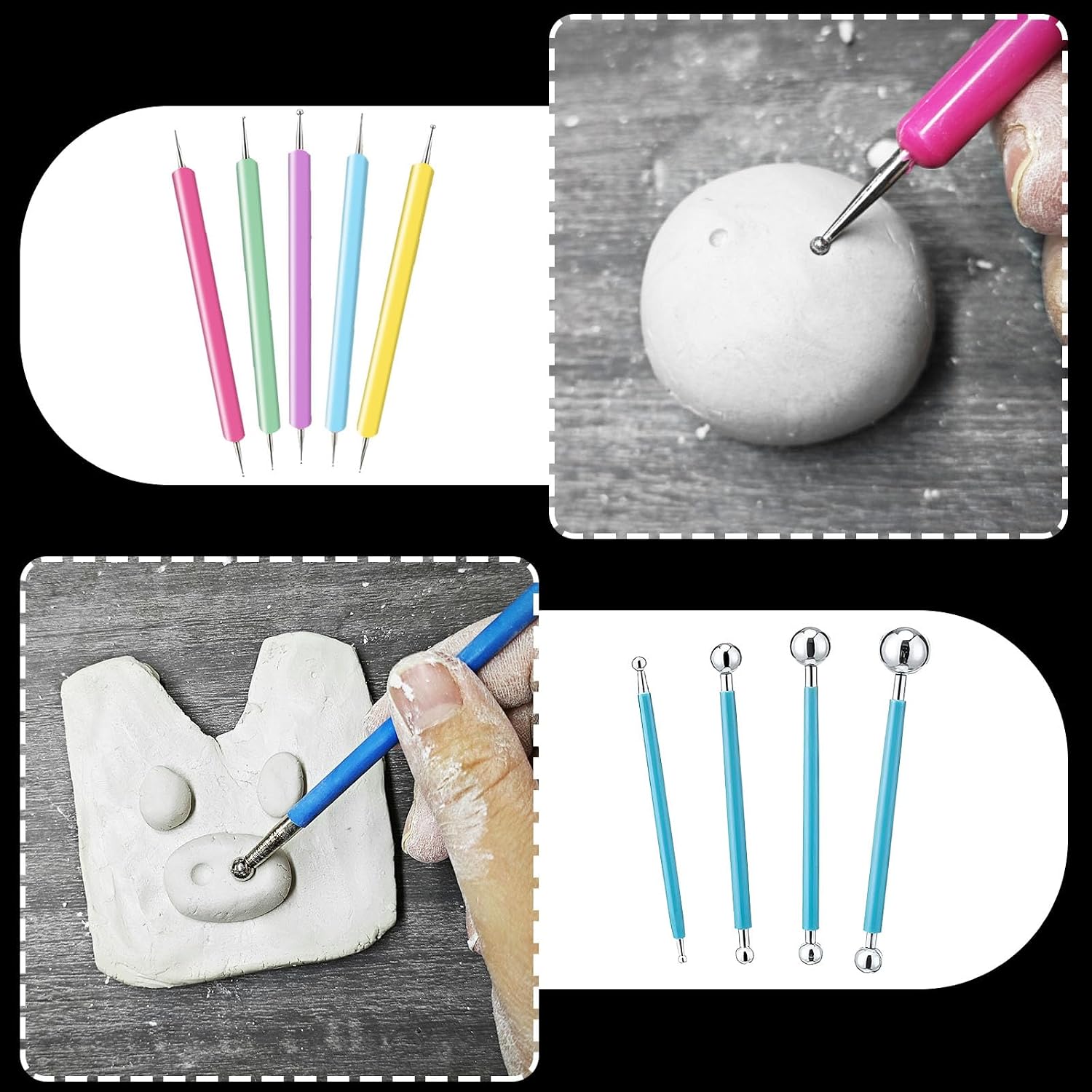 EIGTWEN 100ml Air Dry Clay Glaze and 29pcs Clay Tools Kit, Gloss Varnish