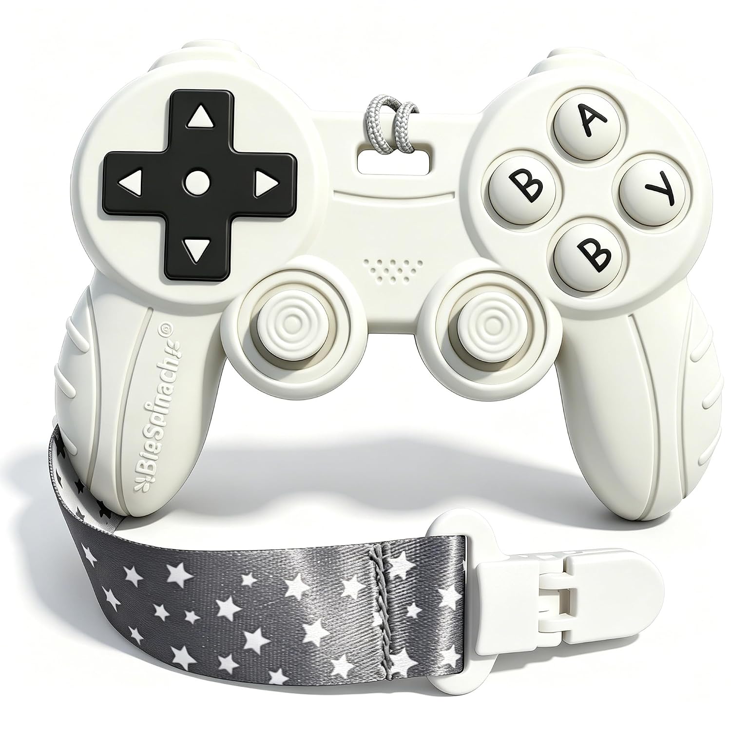 Cool Remote Game Control Teething Toy for Babies 0-6 6-12 Months,Game Controller Teether for Gamer Parents,Baby's First Valentines Day Gifts,Silicone Remote Chew Toys（White