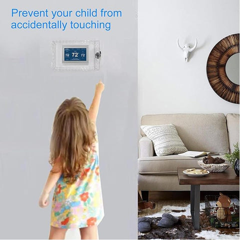 Universal Thermostat Lock Box with Key,Clear Large Thermostat Cover for Thermostat on Wall,Thermostat Guard Fits Thermostats 6.3 x 4.4 x 2 inches or Smaller