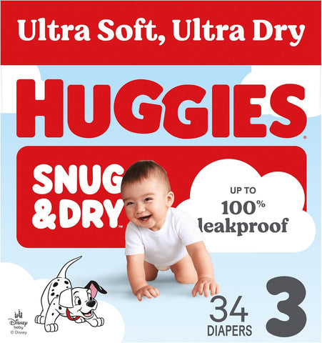 Huggies Snug & Dry Diapers Size 3, 34 Count