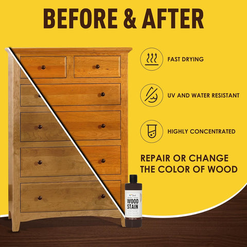 DWIL Water Based Wood Stain - Multiple Finishes, Fast Drying, Indoor and Outdoor Furniture, Wood Paneling, Cabinets and More, Low Odor ＆ Non-Toxic (8.5oz Rosewood)