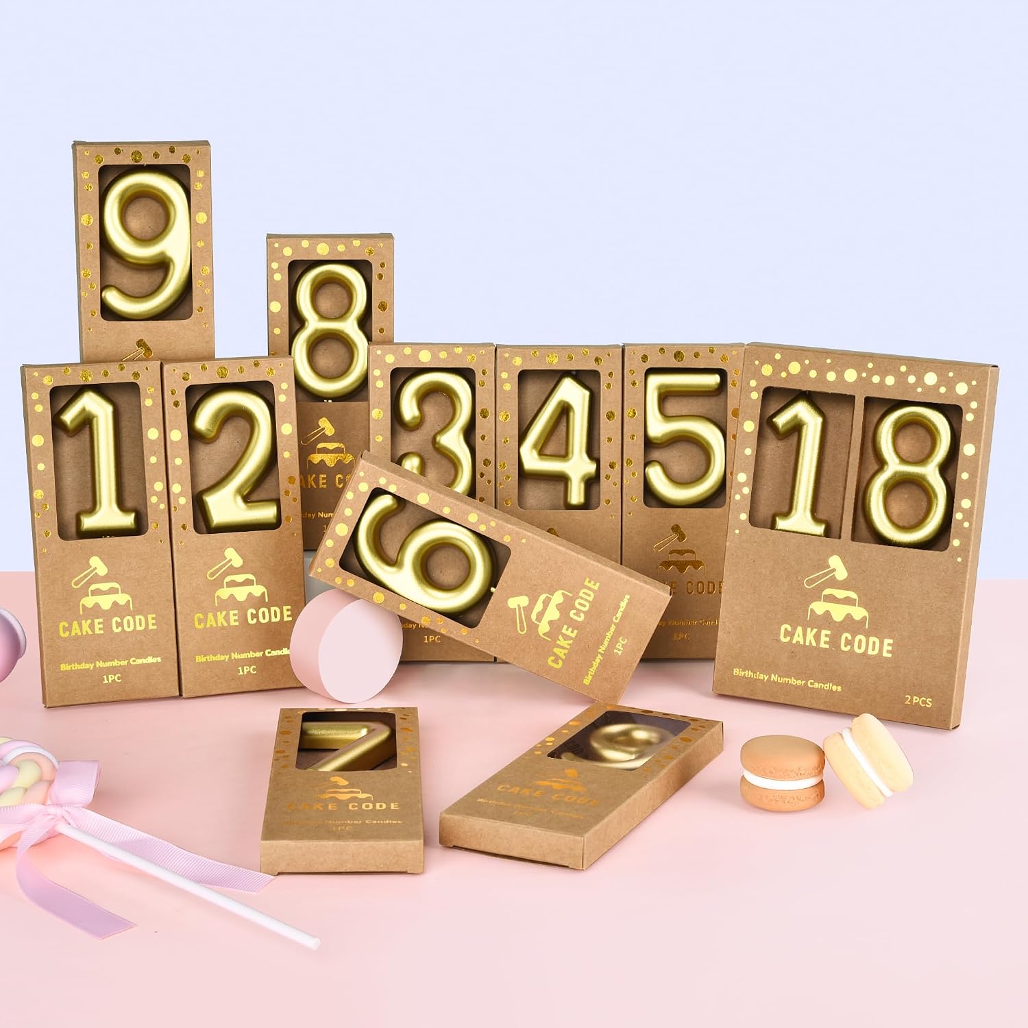 2.76 Inch Classical Gold 19 Number Birthday Candles, Gold Number Candles, Cake Number Candles, Party Celebration