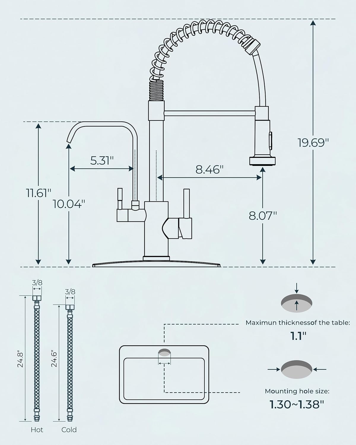 FORIOUS Kitchen Faucet with Purfied Water Filter, 2 Handle, Brushed Nickel