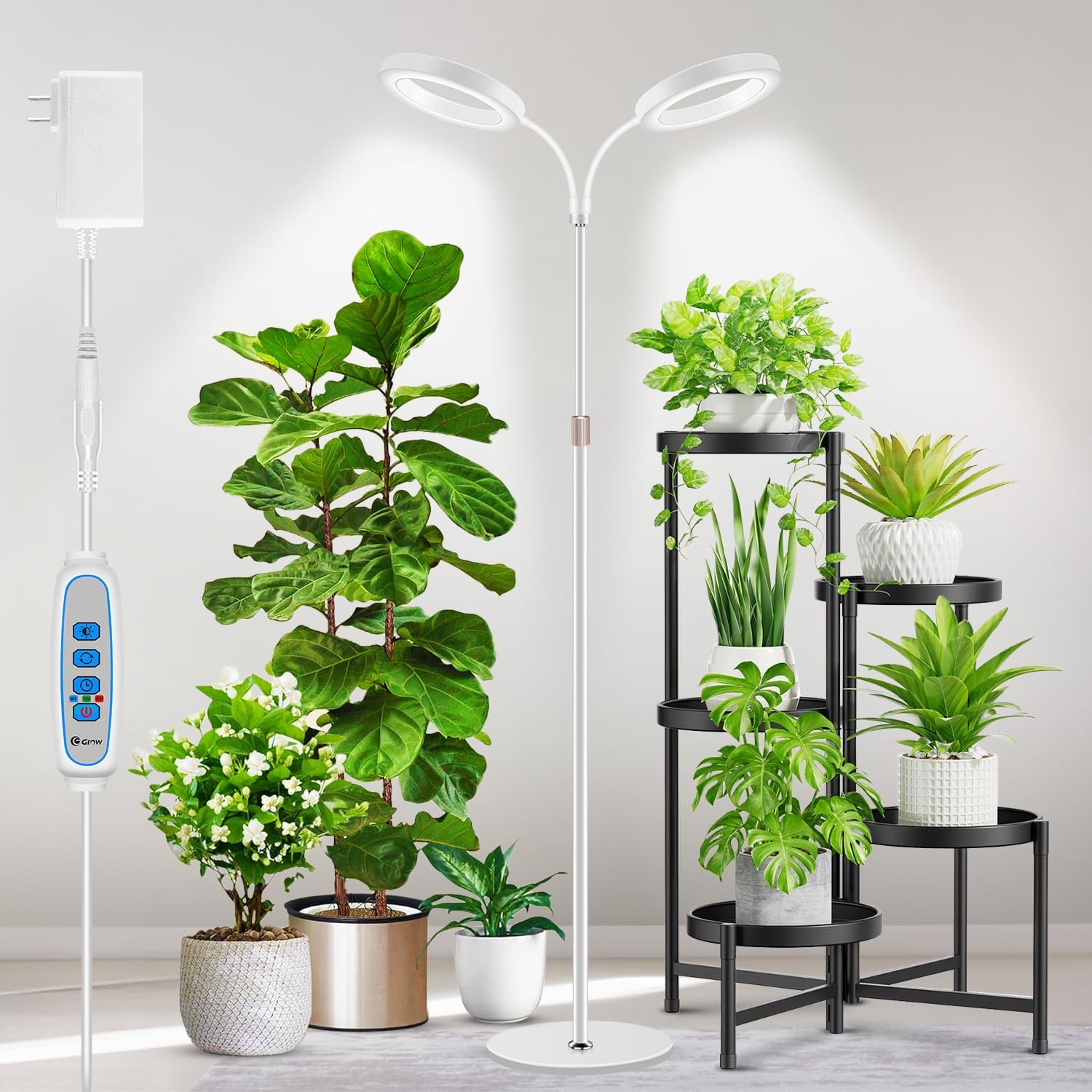 Aumtrly Large Plant Grow Light Indoor, 2 Head Full Spectrum, with 68" Stand