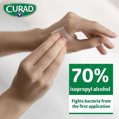 CURAD Alcohol Prep Pads, 400 Count, Medium 70% Isopropyl Alcohol Wipes, Individually Wrapped, First Aid Alcohol Swabs for Cuts & Scrapes, Medical Alcohol Pads