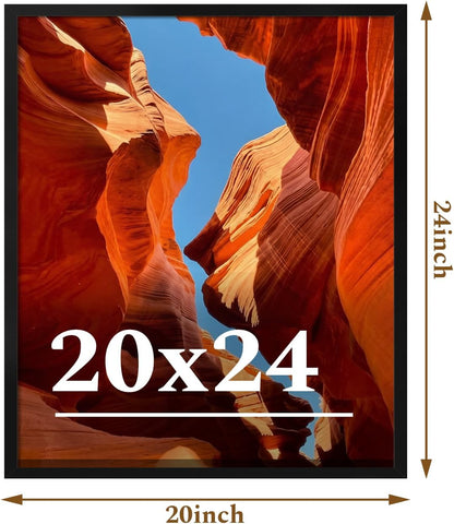 20x24 Picture Frame Set of 2, 20 x 24 Black Picture Frame with HD Plexiglas, 20 by 24 Poster Frame, Display Frame for Vertical or Horizontal, Presenting Spatial Aesthetics-Form & Light Series
