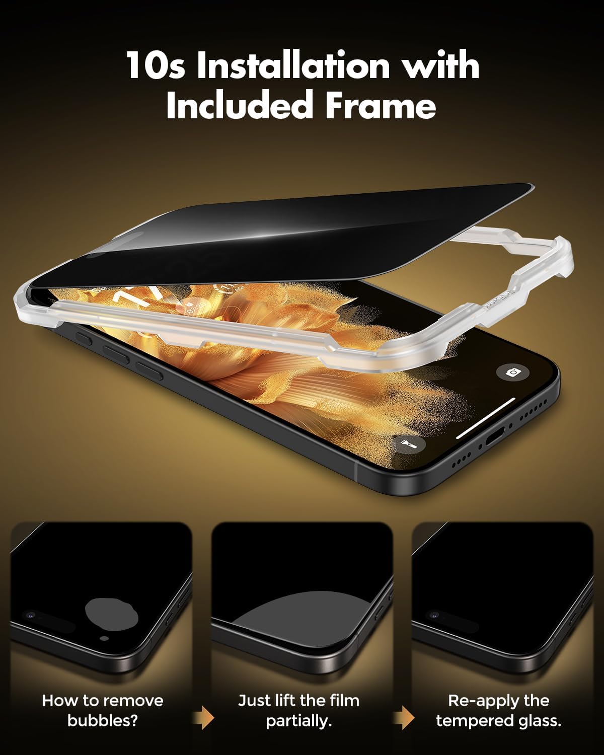 UNBREAKcable Privacy Screen Protector for iPhone 16 Plus, Full Coverage Shatterproof Tempered Glass [True 28°Anti Spy] [9H Hardness] [Easy Installation Frame] 2-Pack Private Screen for iPhone 16 Plus