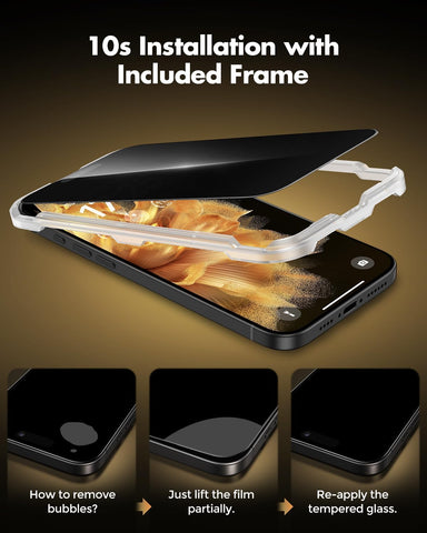 UNBREAKcable Privacy Screen Protector for iPhone 16 Plus, Full Coverage Shatterproof Tempered Glass [True 28°Anti Spy] [9H Hardness] [Easy Installation Frame] 2-Pack Private Screen for iPhone 16 Plus