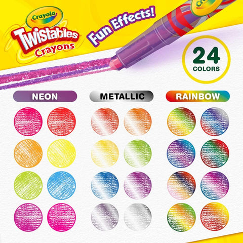 Crayola Twistables Crayons for Kids (24ct) Cute School Supplies for Toddlers, Preschool, Kindergarten, Elementary, Gifts for Boys & Girls, Ages 3, 4, 5
