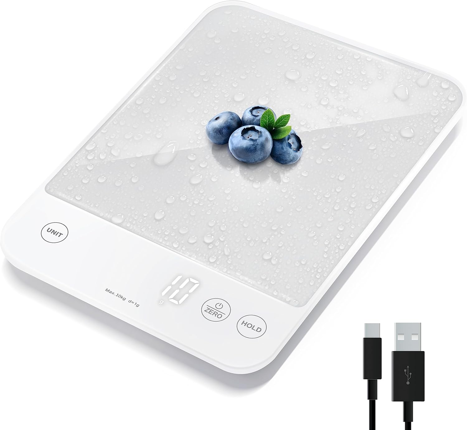 Etekcity 22lb Food Kitchen Scale, USB Rechargeable, IPX6 Waterproof