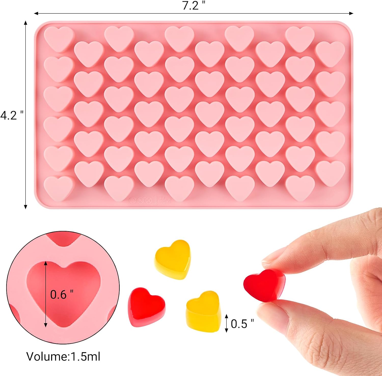 JOERSH Heart Candy Molds, 220 Cavities, 4Pcs
