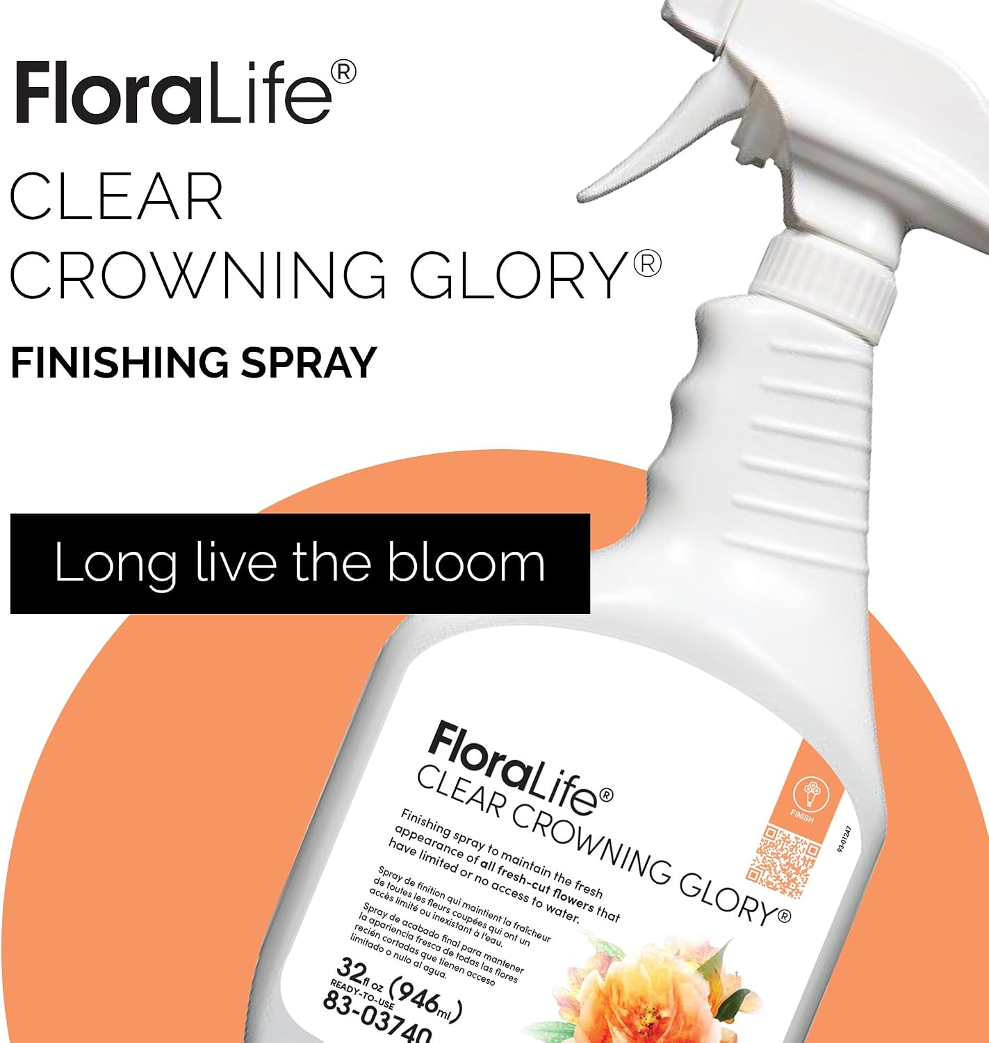 FloraLife Clear Crowning Glory - Liquid Shield Finishing Spray - 32fl oz