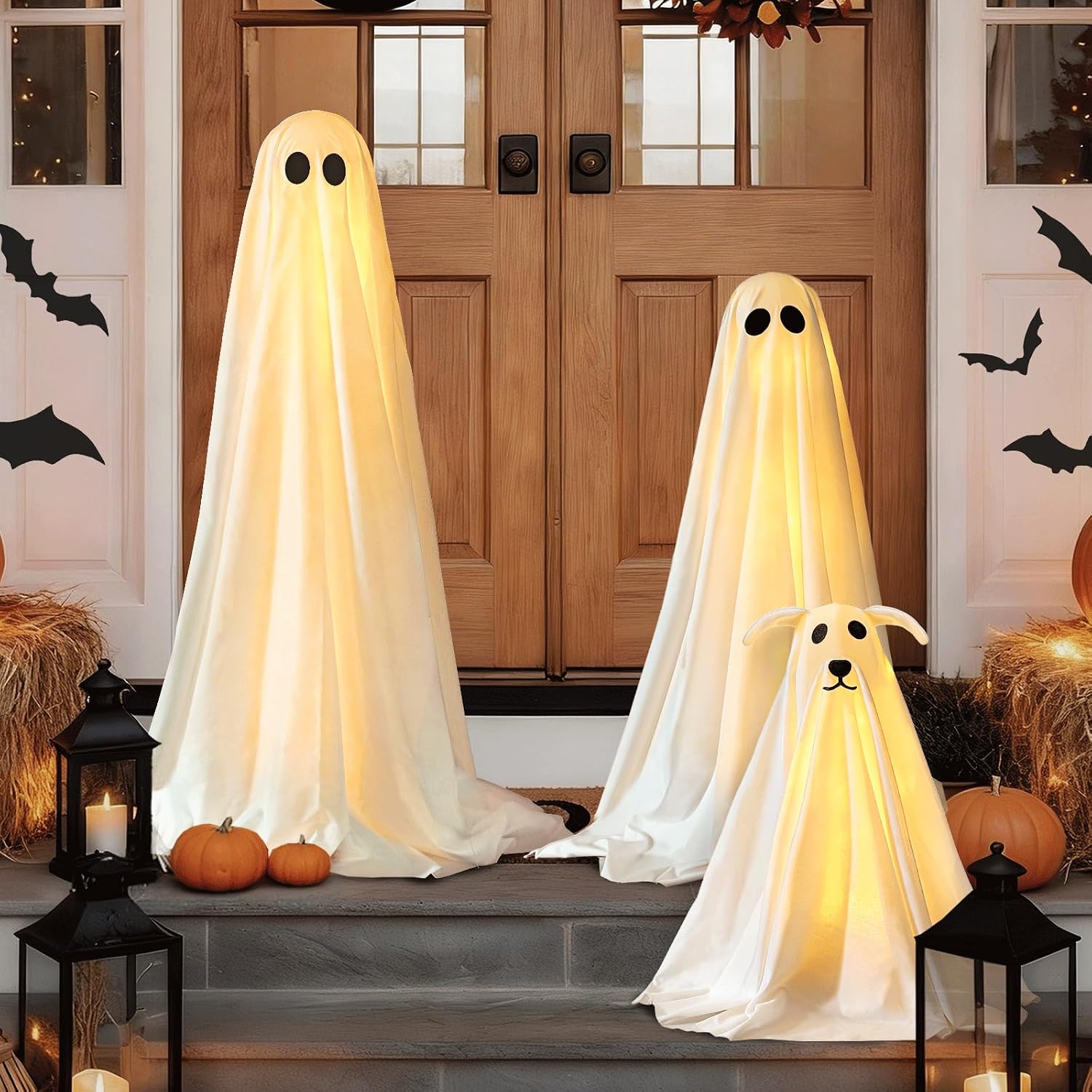 Halloween Decorations Outdoor - 3 Pack Lighted Spooky Ghost Decorations