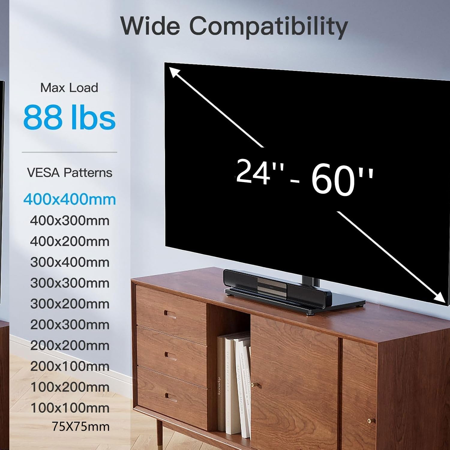 PERLESMITH Universal TV Stand Legs for 24-60 inch TVs to 88lbs with Mount