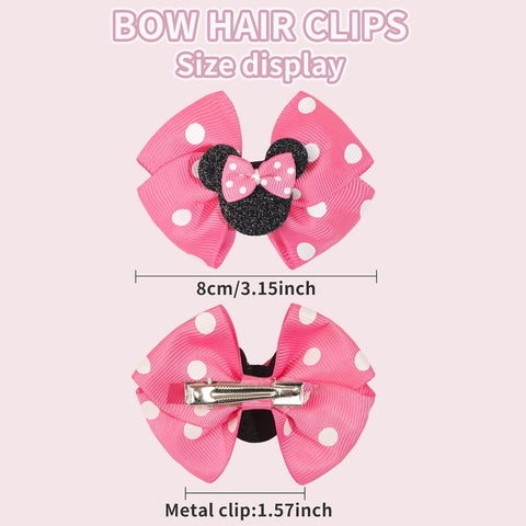Mouse Ears Bow Clips for Girls Polka Dot Bows Hair Accessory for Toddler