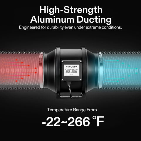 VIVOSUN 4 Inch 25 Feet Flexible Aluminum Ducting with 2 Clamps, Black