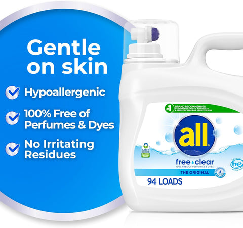 all Liquid Laundry Detergent Free Clear, Unscented, 118 Ounce, 94 Loads