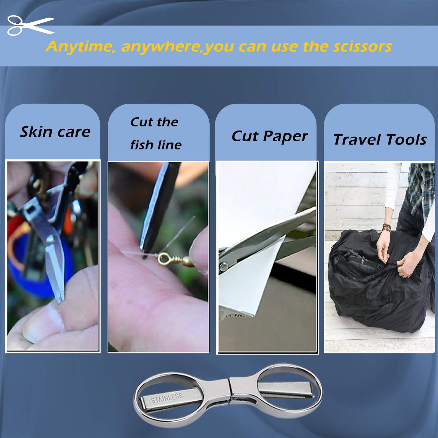 Friker Folding Scissors,Portable Telescopic Cutter Pocket Badge Scissors