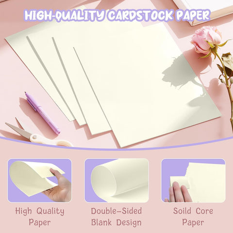 120 Sheets Cream Cardstock Printer Paper 8.5 x 11, Ivory Cardstock Paper
